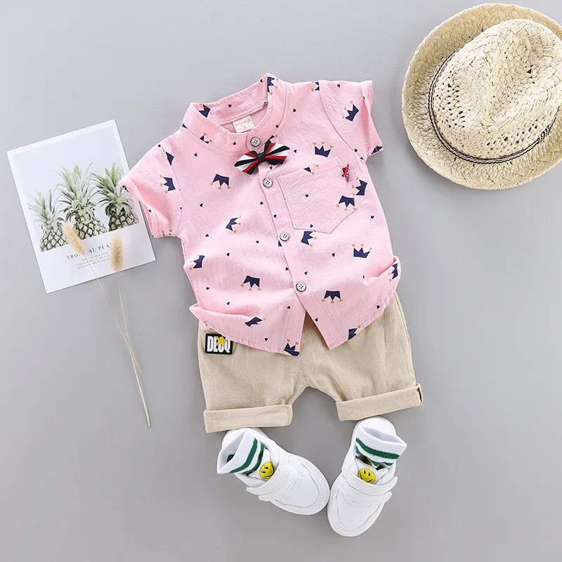 Summer Children Clothes Baby Boys Gentleman Cartoon Tie Short Sleeve Shirt With Shorts, As picture shows
Summer Children Clothes Baby Boys Gentleman Cartoon Tie Short Sleeve Shirt With Shorts, As picture shows