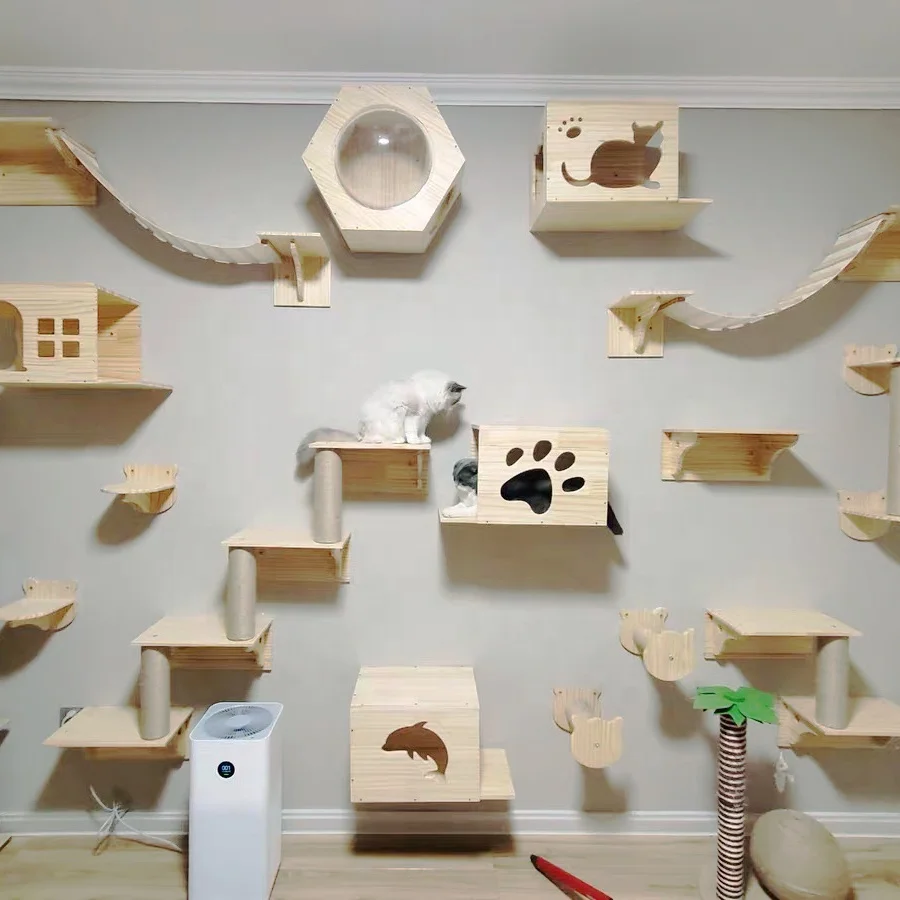 Wooden pet climbing frame Wall mounted ladder steps scratch board Cat toys Multi layer cat stand, Wood color
Wooden pet climbing frame Wall mounted ladder steps scratch board Cat toys Multi layer cat stand, Wood color
