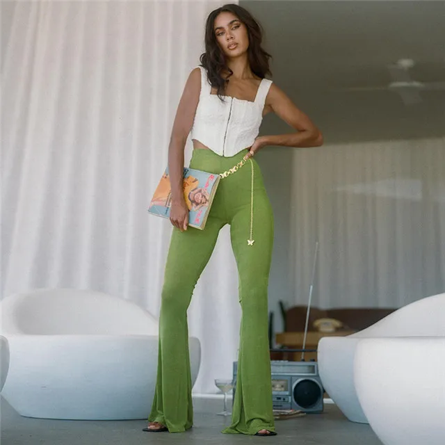 Wholesale Women Fashion New Retro Flared Casual Green Trousers Slim Sexy Flared Pants Women
Wholesale Women Fashion New Retro Flared Casual Green Trousers Slim Sexy Flared Pants Women