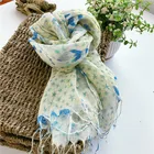 The new shade beach 100% linen scarf scarves printed fringed shawl