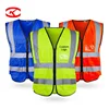 Waist Adjustable Mesh High Visibility Custom Logo Printing Reflect Warning Yellow Safety Reflective Vest With Pockets
