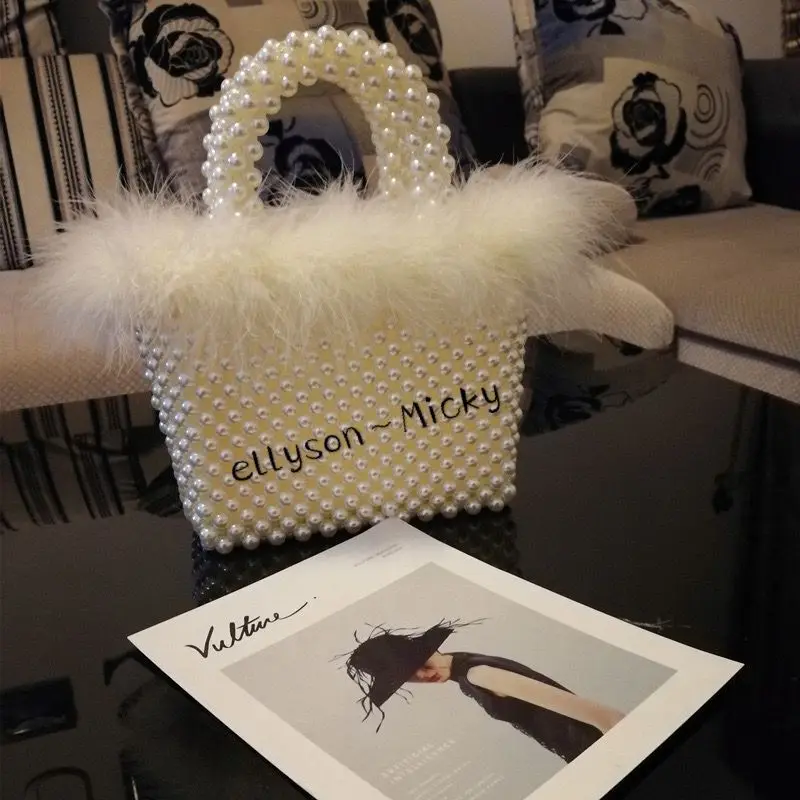 New handmade pearl beaded plush vegetable basket handbag evening dress evening party lady lady lady small bag woman, Black
New handmade pearl beaded plush vegetable basket handbag evening dress evening party lady lady lady small bag woman, Black