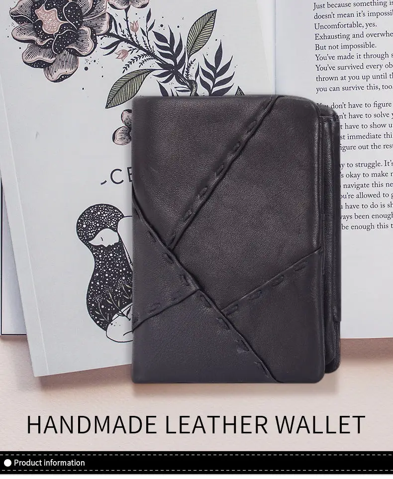 tiding custom men black hand made genuine vegetable leather tri