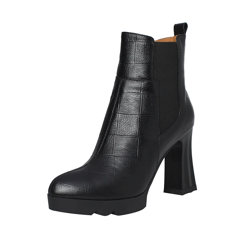 K256 Trendy checkered cow leather shoes women ankle boots ladies high heels, Black/grey
K256 Trendy checkered cow leather shoes women ankle boots ladies high heels, Black/grey