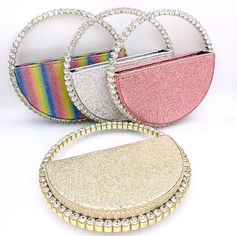 New Design PU Diamonds Circular Shape bag Women Tote Rhinestone Metal Frame Evening Clutch Wedding Party Mini Bag, Gold and silver
New Design PU Diamonds Circular Shape bag Women Tote Rhinestone Metal Frame Evening Clutch Wedding Party Mini Bag, Gold and silver