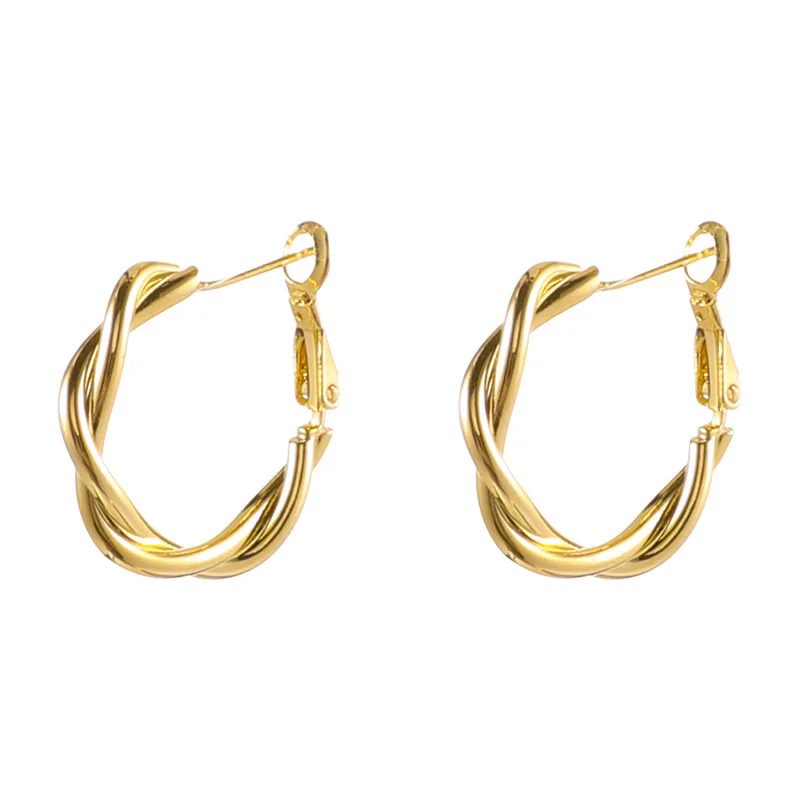 S925 European and American fashion geometric twist ear ring, Retro Style Metal c-shaped personality earrings, 18k gold plated
S925 European and American fashion geometric twist ear ring, Retro Style Metal c-shaped personality earrings, 18k gold plated