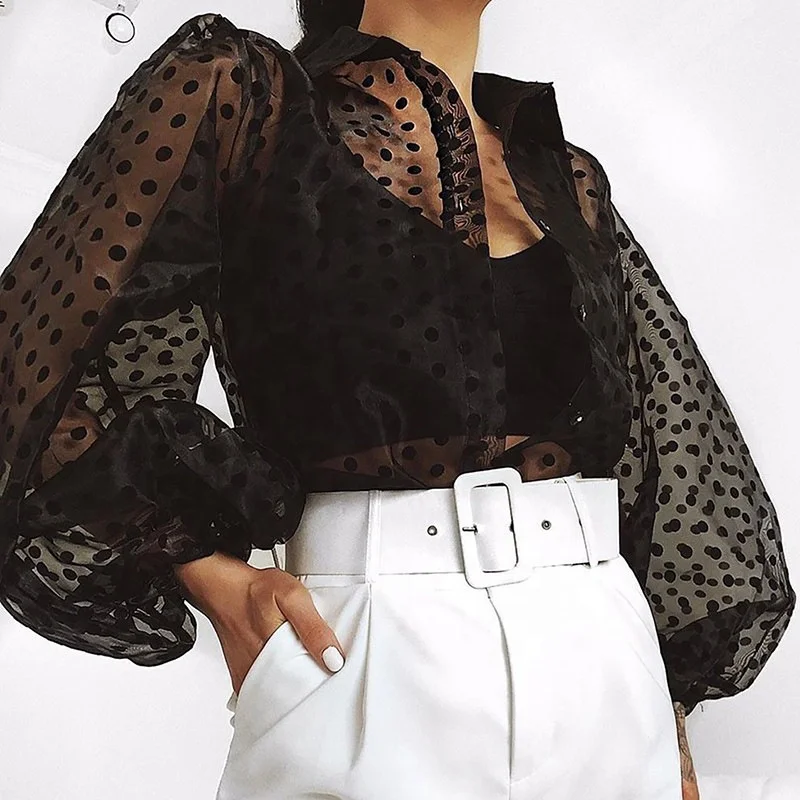 B51205A Latest design lady sexy see-through dot printed long sleeve mesh shirt, Black/white
B51205A Latest design lady sexy see-through dot printed long sleeve mesh shirt, Black/white