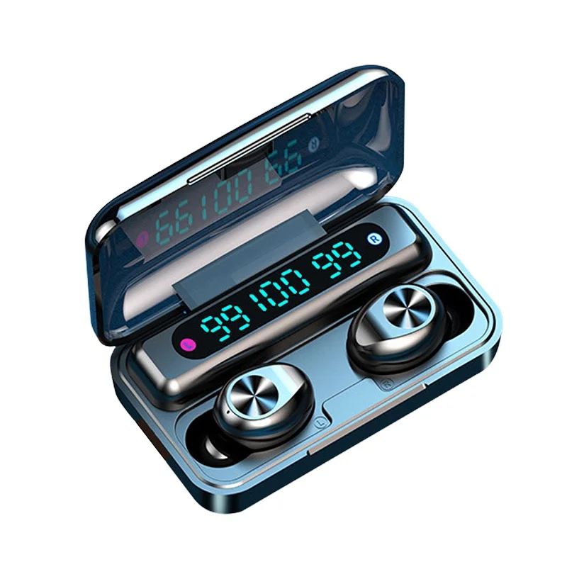 F9-10 TWS Wireless Earphones three-screen digital show touch call earphone with 2000ma power bank, Black
F9-10 TWS Wireless Earphones three-screen digital show touch call earphone with 2000ma power bank, Black