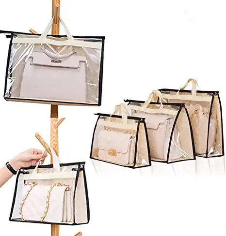 A2823 Portable Zipper Hanging Storage Bag Closet Dustpproof Waterproof Organizer Clear Leather Handbag Storage Bag, Gray and cream
A2823 Portable Zipper Hanging Storage Bag Closet Dustpproof Waterproof Organizer Clear Leather Handbag Storage Bag, Gray and cream