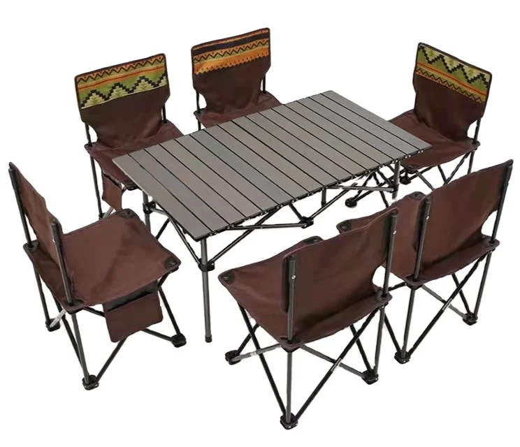 Outdoor Portable Folding Table and Chair Camping Table With Seven Sets Aluminium Alloy Table Top Suit
Outdoor Portable Folding Table and Chair Camping Table With Seven Sets Aluminium Alloy Table Top Suit