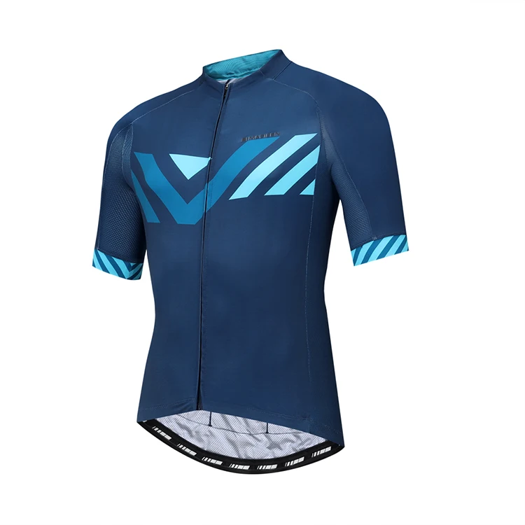 Custom short sleeve full zipped sublimation riding bike set shirts sportswear cycling jersey for men with pockets, Blue
Custom short sleeve full zipped sublimation riding bike set shirts sportswear cycling jersey for men with pockets, Blue