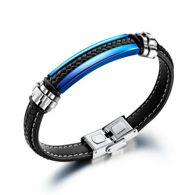 100% Ture Leather Fashion Jewelry 316L Stainless Steel Men Leather Blue Bracelet
100% Ture Leather Fashion Jewelry 316L Stainless Steel Men Leather Blue Bracelet