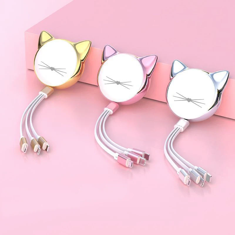 3 in 1 Charging Cable Cute Cat Micro USB Type C 5 Gears Retractable Charge Cord Mini Box Storage Cable For Various Mobile Phone
3 in 1 Charging Cable Cute Cat Micro USB Type C 5 Gears Retractable Charge Cord Mini Box Storage Cable For Various Mobile Phone