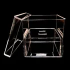 Romantic 2 Holes Plexiglass Crystal Clear Acrylic Visible Wedding Ring Box With Lid