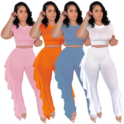 D0346 Wholesale Sexy Club Tops Women Fashion Casual Two Piece Set Ladies High Waist Flare Pants
D0346 Wholesale Sexy Club Tops Women Fashion Casual Two Piece Set Ladies High Waist Flare Pants