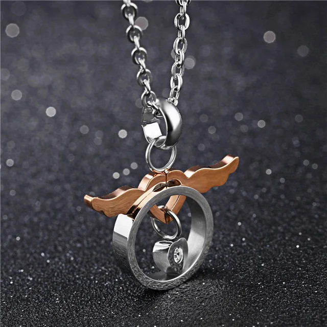 Rose Gold Plated Jewelry Cubic Zirconia Jewellery 316L Stainless Steel Angel Couple Necklace, Black, rose gold
Rose Gold Plated Jewelry Cubic Zirconia Jewellery 316L Stainless Steel Angel Couple Necklace, Black, rose gold