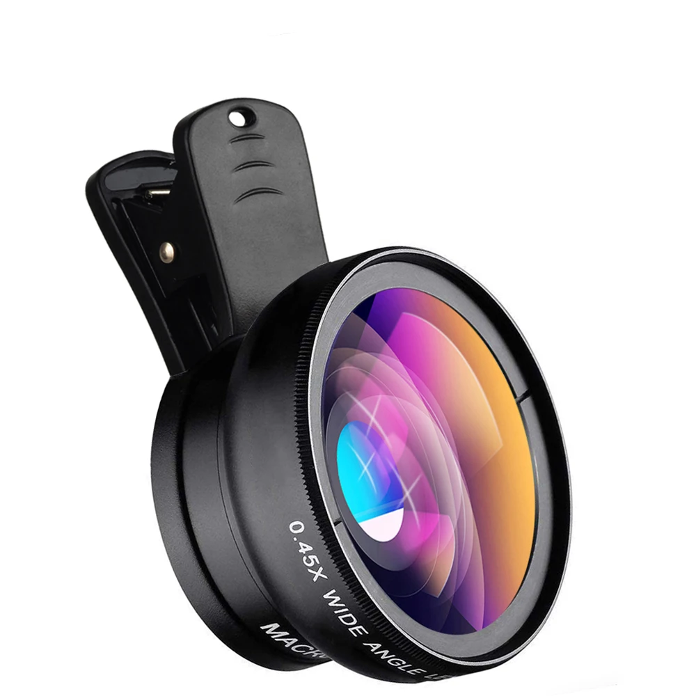 APEXEL 2 в 1 профессиональный HD объектив камеры комплект, 0.45X супер широкий угол + 12.5X Макро Универсальный клип на сотовый телефон объектив для iPhone