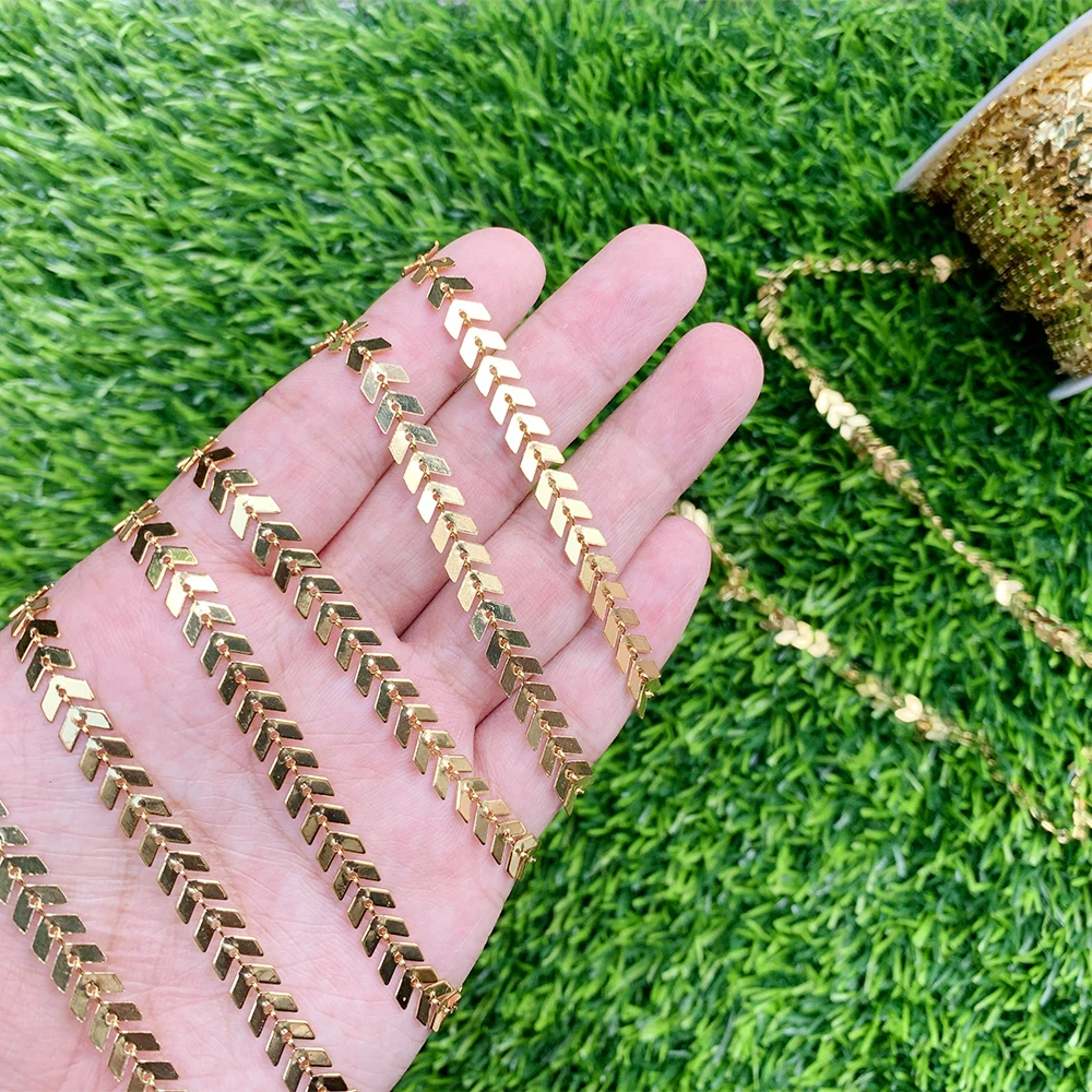 

Rhombus Leaves Link Chains For Necklace/Bracelet Making Copper Gold Plated Slender Chain Support Wholesale Supply