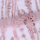 Anti-Static Maiden Style Fof Pink Beads with Sequin Embroidery Net Fabric Suitable for Party Dress