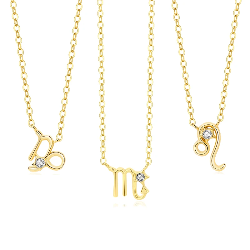Fashion Simple Hypoallergenic Gold Plated Single Zircon 12 Constellations Pendant Necklace Jewelry For Women
Fashion Simple Hypoallergenic Gold Plated Single Zircon 12 Constellations Pendant Necklace Jewelry For Women