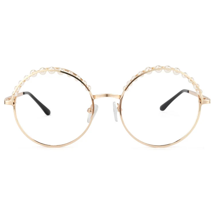 Logo Custimzation Fashionable Female Metal Round Gold Frame with Shiny Pearls Optical Eyeglasses
Logo Custimzation Fashionable Female Metal Round Gold Frame with Shiny Pearls Optical Eyeglasses