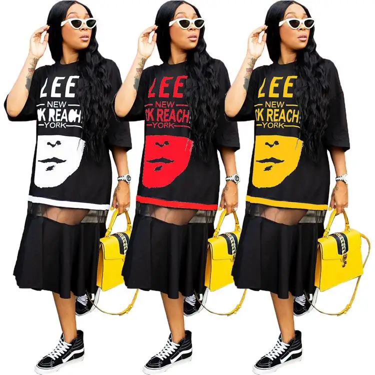 Custom Lady Letter Print Patchwork Street Wear Casual Plus Size Long Summer Women T-shirt Dresses
Custom Lady Letter Print Patchwork Street Wear Casual Plus Size Long Summer Women T-shirt Dresses