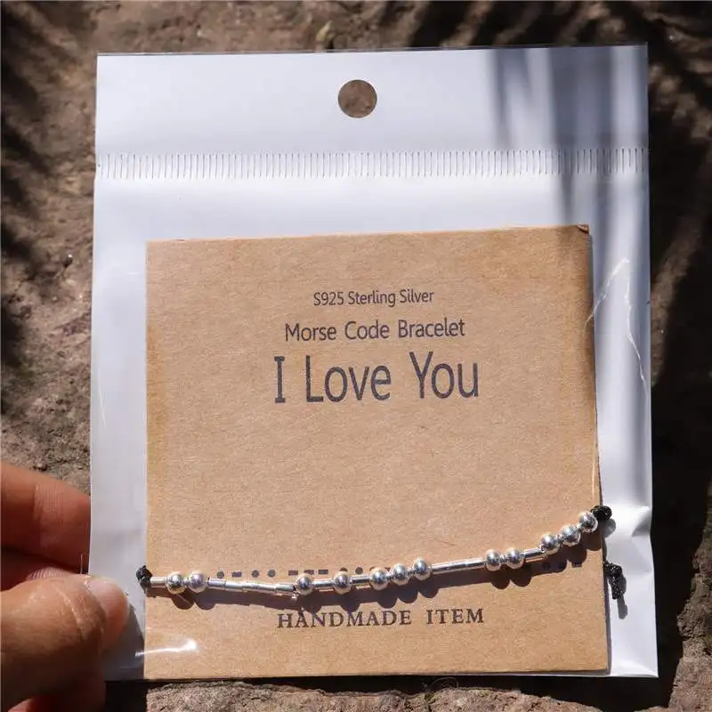 Wholesale 925 Sterling Silver Couple Charm I Love You Black Rope Braided Morse Code Bracelet High Quality
Wholesale 925 Sterling Silver Couple Charm I Love You Black Rope Braided Morse Code Bracelet High Quality