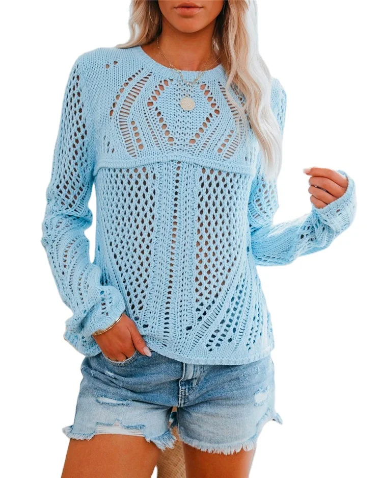 Women's Pullover Casual Round Neck Long Sleeve Hollow Out Sweatshirt Ladies Sweater Tops
Women's Pullover Casual Round Neck Long Sleeve Hollow Out Sweatshirt Ladies Sweater Tops