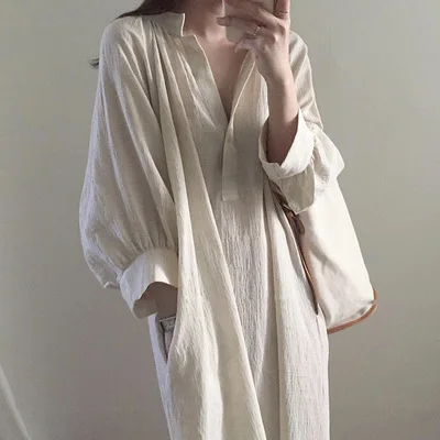 2021 Casual Clothing Shirt Skirt Korean Supplier Hot Section Loose Long-sleeve Extra-long Over-the-knee Cotton and Linen Spring, Ivory
2021 Casual Clothing Shirt Skirt Korean Supplier Hot Section Loose Long-sleeve Extra-long Over-the-knee Cotton and Linen Spring, Ivory