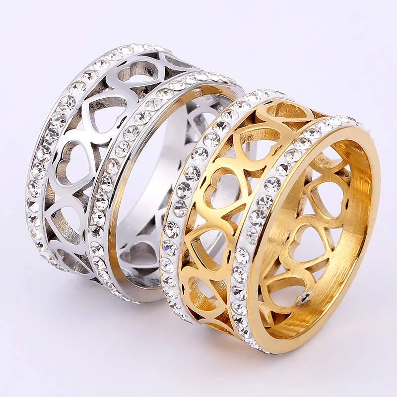 Best selling heart-shaped pattern stainless steel jewelry with diamond titanium steel ring
Best selling heart-shaped pattern stainless steel jewelry with diamond titanium steel ring