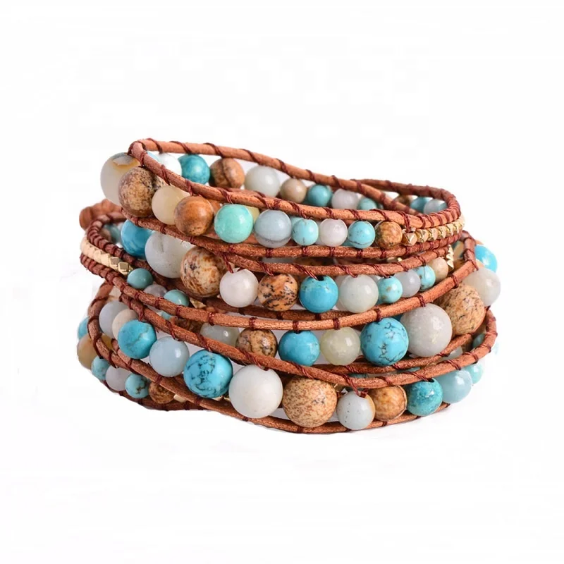Fashion Toppik 5 Layers Natural Stone Accessories Leather Wrap Beads Bracelet Boho Jewelry Women
Fashion Toppik 5 Layers Natural Stone Accessories Leather Wrap Beads Bracelet Boho Jewelry Women