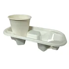 Cup Disposable Environmentally Biodegradable Sugar Cane Cup Holder Coffee Milk Tea Bagasse Cup Tray