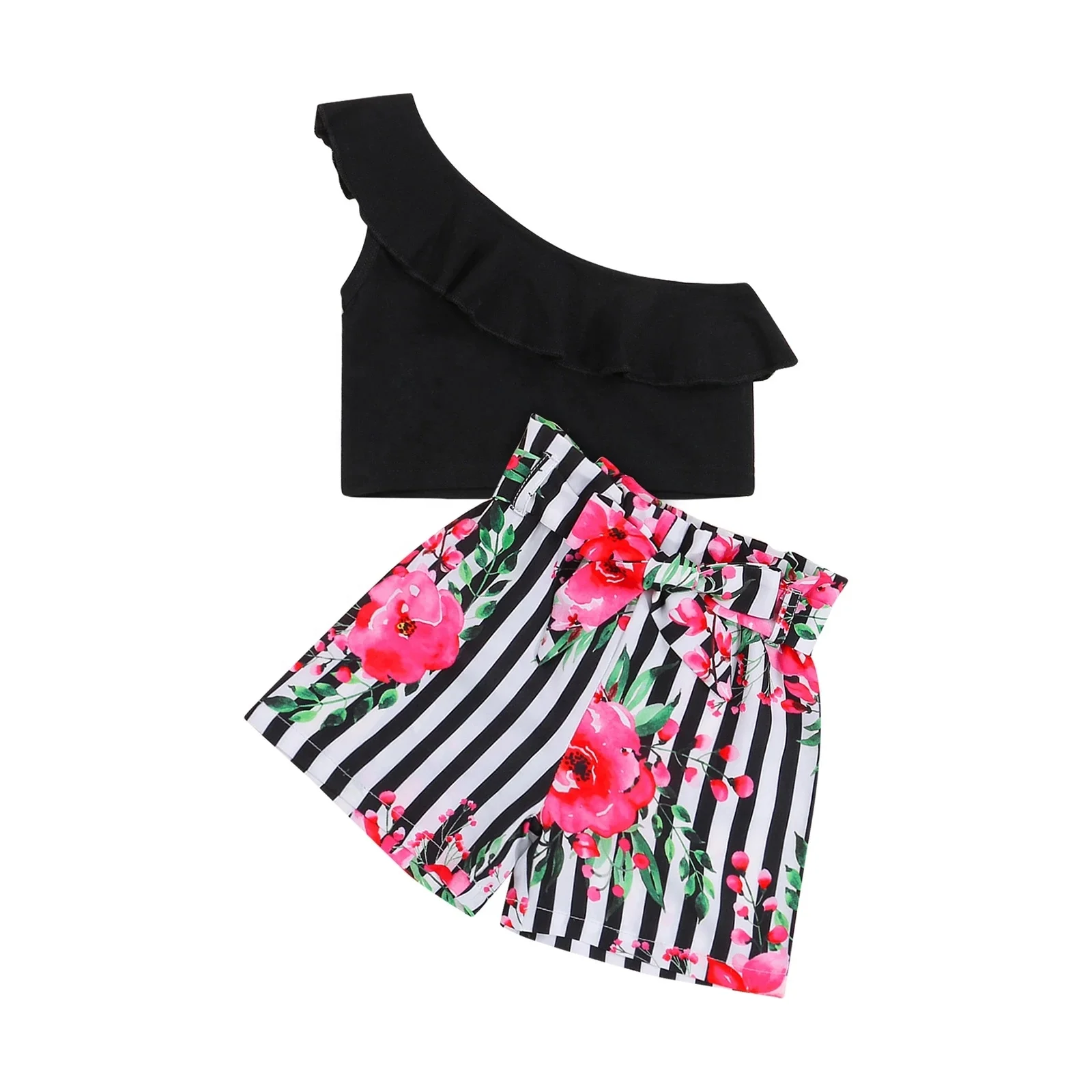 2-7Y Toddler Kids Baby Girl One Shoulder Tank Tops Striped Floral Shorts Pant Bottom 2PCS Outfits Summer Clothes Set, As picture
2-7Y Toddler Kids Baby Girl One Shoulder Tank Tops Striped Floral Shorts Pant Bottom 2PCS Outfits Summer Clothes Set, As picture