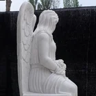 Factory direct supply custom made fine carved China white marble angel tombstone