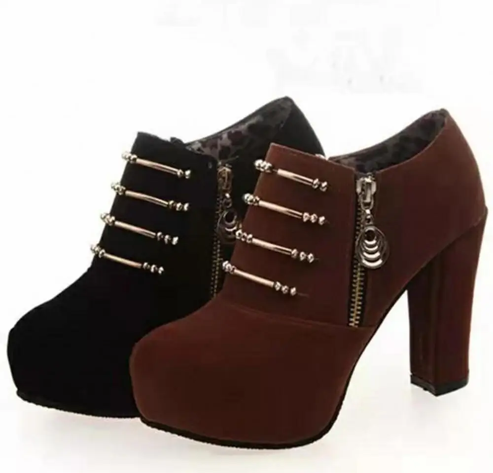 New high-quality sexy high-heeled thick-heeled platform ankle boots women's boots, Black
New high-quality sexy high-heeled thick-heeled platform ankle boots women's boots, Black