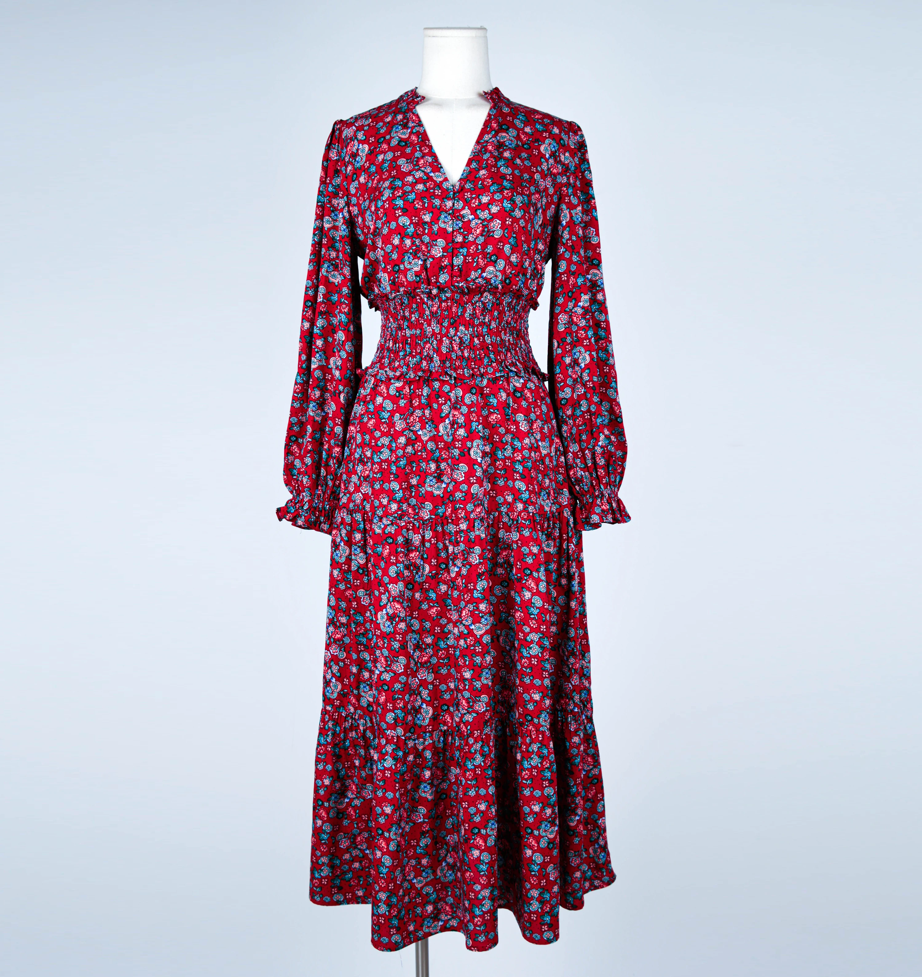 Elegant V Neck Floral Print Dress Women Long Sleeve Ruffle Midi Dress Shirring Elastic Waist Chic Casual Dresses, Customized color
Elegant V Neck Floral Print Dress Women Long Sleeve Ruffle Midi Dress Shirring Elastic Waist Chic Casual Dresses, Customized color