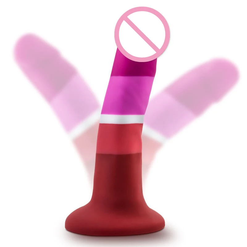 Liquid Silicone rainbow dildo Erotic Gay Pride fake penis