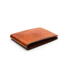 Portable amber durable short italian style leather travel wallet