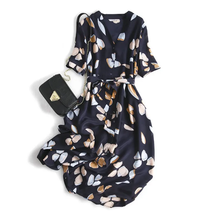 Factory Wholesale Short Sleeve Mid Length Mulberry Silk Dress 100% Silk Dresses Women
Factory Wholesale Short Sleeve Mid Length Mulberry Silk Dress 100% Silk Dresses Women