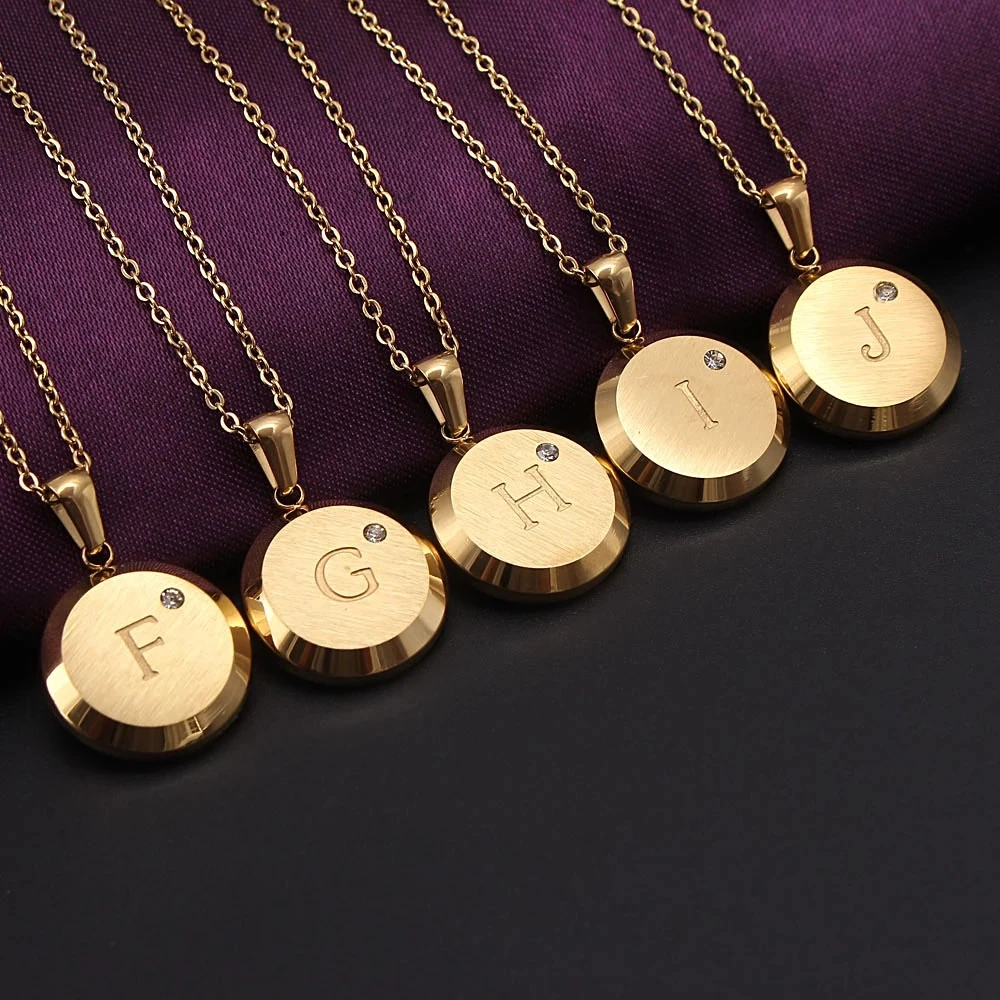 Fashion round stainless steel alphabet pendant necklace fashion 26 letter jewelry with zircon women/men chain necklacE, Golden
Fashion round stainless steel alphabet pendant necklace fashion 26 letter jewelry with zircon women/men chain necklacE, Golden