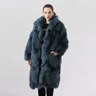 QC19036 pinkjava hot selling model real fox fur long women jacket oversized fur coat
