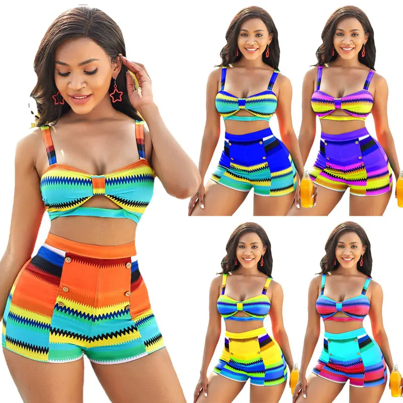 Halter Top Rainbow Bikini High Waisted Two Piece Woman Swimsuit 2021 Color Print Swimwear
Halter Top Rainbow Bikini High Waisted Two Piece Woman Swimsuit 2021 Color Print Swimwear