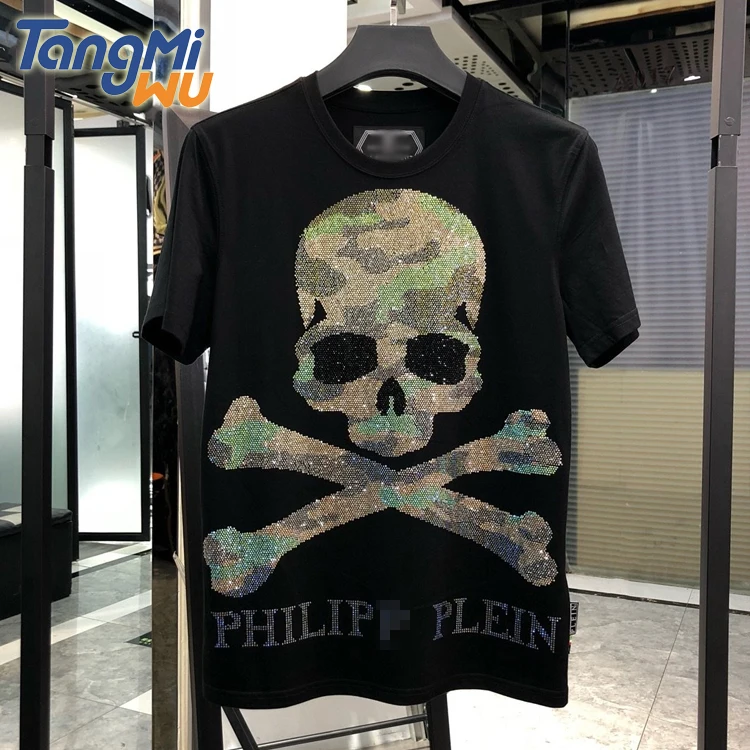 High Quality Luxury Brand Black T-Shirts For Men Cotton 100% Rhinestones Graphics Skull Camouflage T Shirt
High Quality Luxury Brand Black T-Shirts For Men Cotton 100% Rhinestones Graphics Skull Camouflage T Shirt