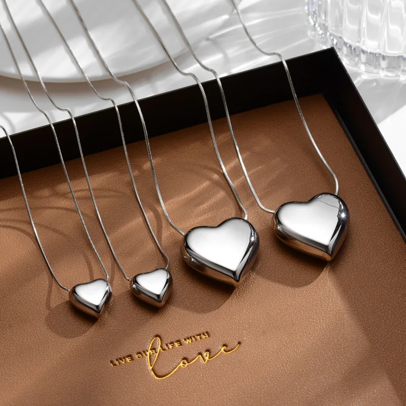 Summer New Silver Snake Chain Heart Necklace, Stainless Steel Girl Choker Necklace
Summer New Silver Snake Chain Heart Necklace, Stainless Steel Girl Choker Necklace
