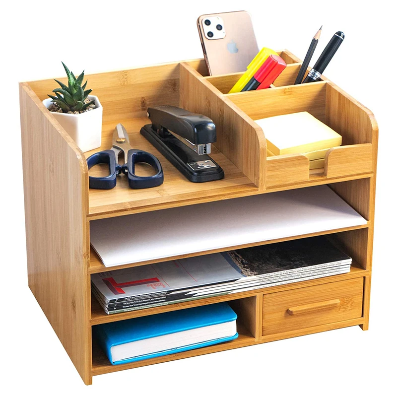 4 Tiers Bamboo Office Desk Notepad Organizer Holder with Storage Drawer,wooden Office desk organizer, Custom color
4 Tiers Bamboo Office Desk Notepad Organizer Holder with Storage Drawer,wooden Office desk organizer, Custom color