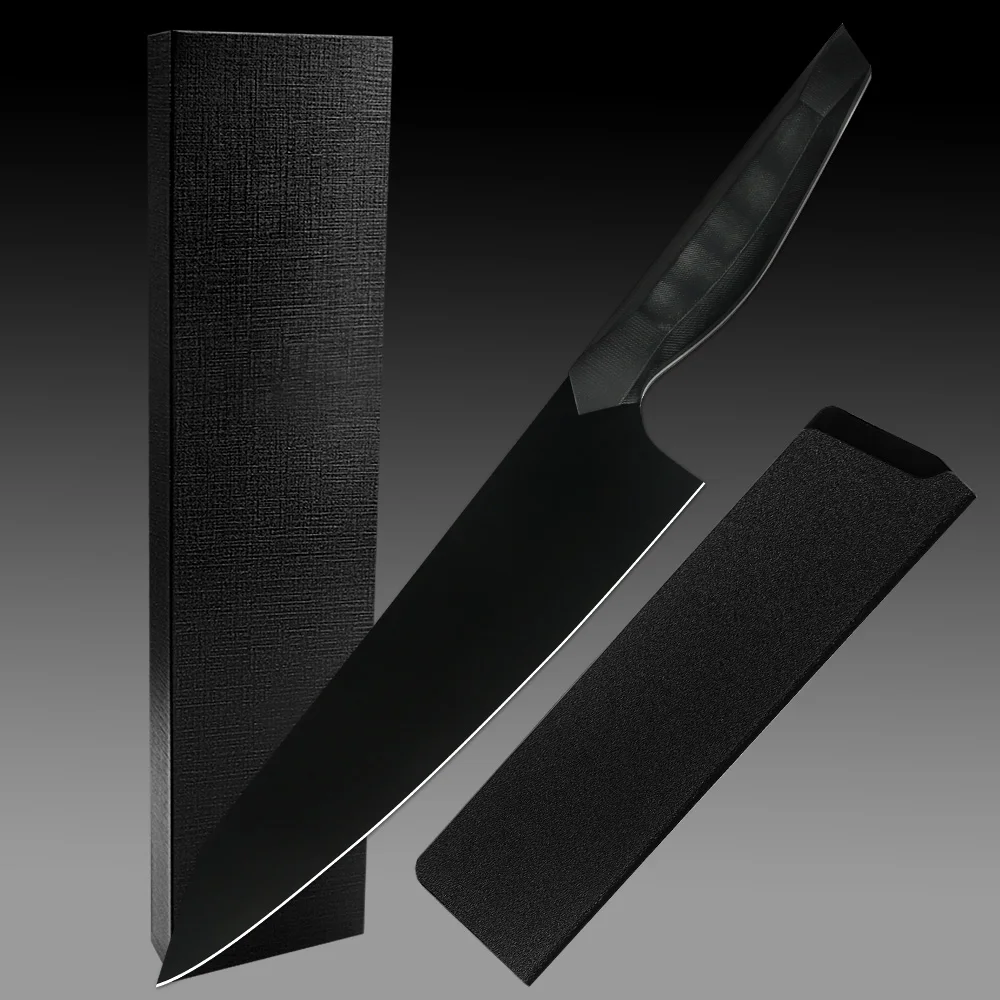 Professional Nitrate Coated 7CR17MOV-X stainless sharp black handmade kitchen knife
Professional Nitrate Coated 7CR17MOV-X stainless sharp black handmade kitchen knife