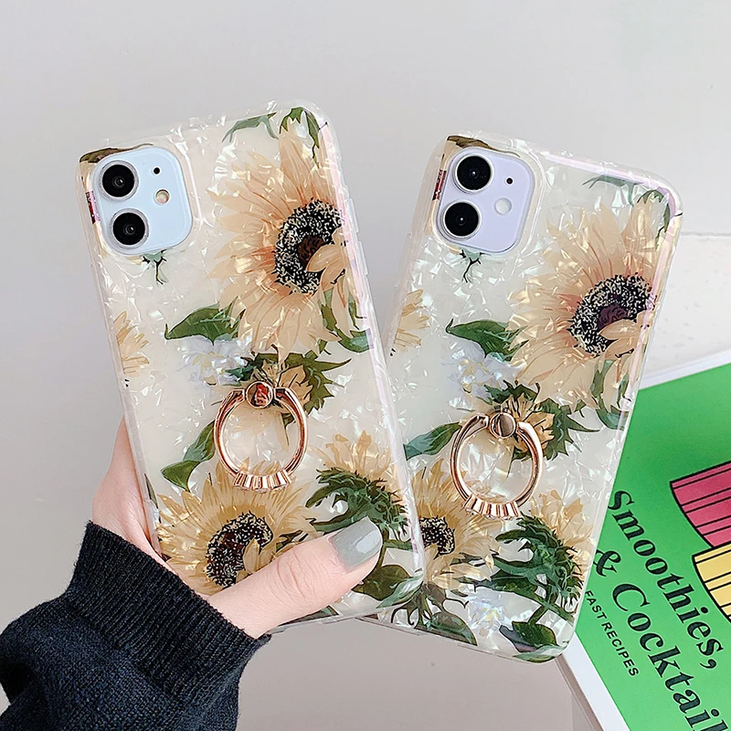 Beautiful Daisy Flower Mobile Phone Case with Gold Plating Ring Holder for Apple iPhone
Beautiful Daisy Flower Mobile Phone Case with Gold Plating Ring Holder for Apple iPhone