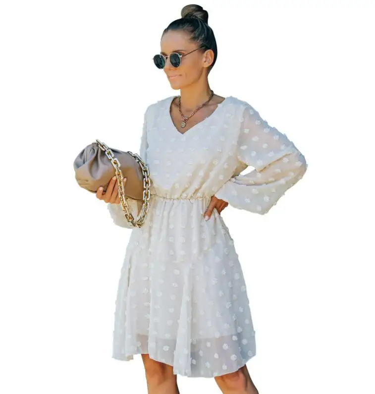 Woman V-neck Mesh Stitching Dress Spring Autumn Long Sleeve A-Line Ladies Casual Dresses
Woman V-neck Mesh Stitching Dress Spring Autumn Long Sleeve A-Line Ladies Casual Dresses