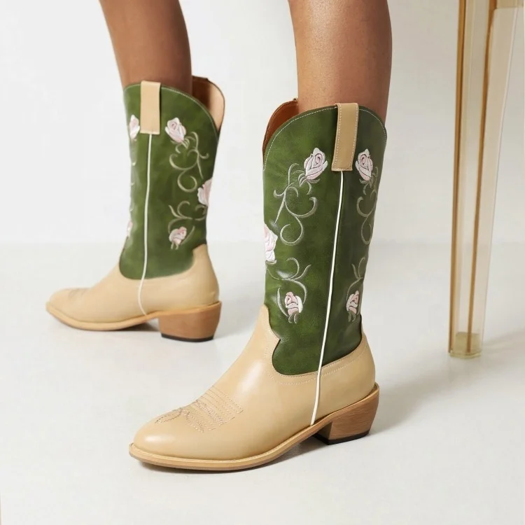 New Design Ladies Flat Heel Retro Style Long Boots Fashionable Floral Pattern Slip On Cowboy Knee High Boots Women's Shoes, Apricot
New Design Ladies Flat Heel Retro Style Long Boots Fashionable Floral Pattern Slip On Cowboy Knee High Boots Women's Shoes, Apricot