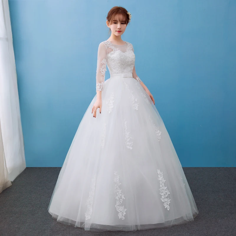 2021 Korean Illusion Long Sleeves Simple Elegant Women White Wedding Dress Bridal Gowns
2021 Korean Illusion Long Sleeves Simple Elegant Women White Wedding Dress Bridal Gowns